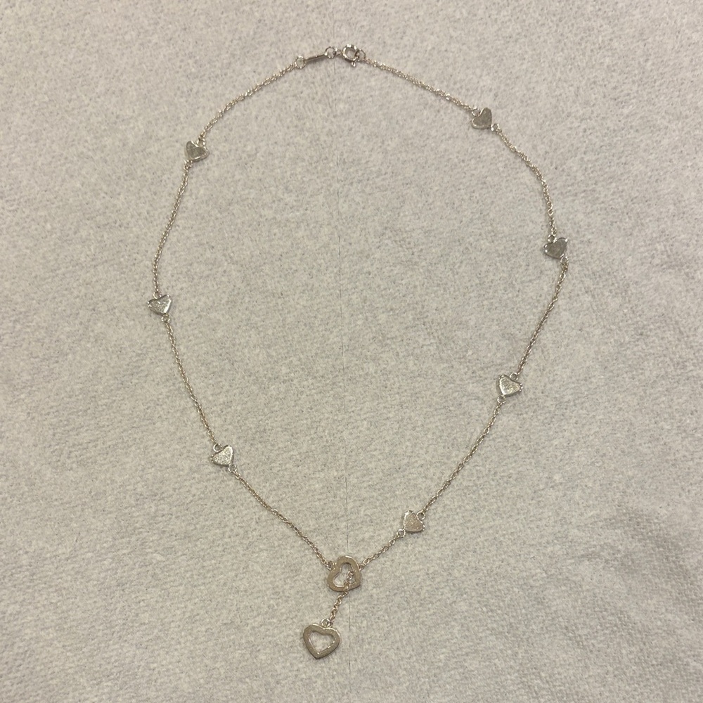 Sterling silver adjustable necklace with hearts